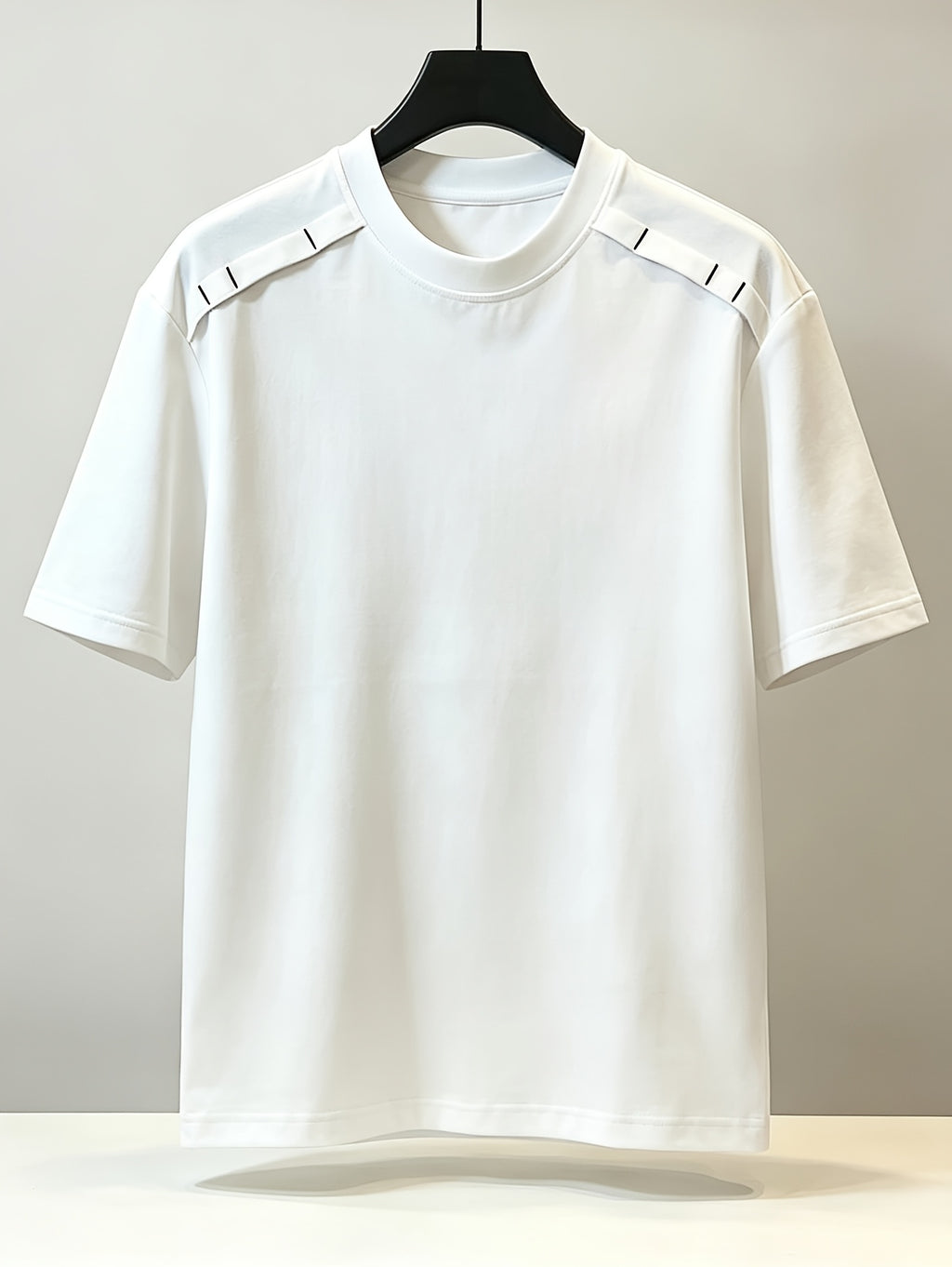 Men'S Casual Sports T-Shirt American Deconstruction Patchwork Solid Color T-Shirt Men'S Summer Embroidered Regular Shoulder Short Sleeve Small Neckline Heavyweight Top - White