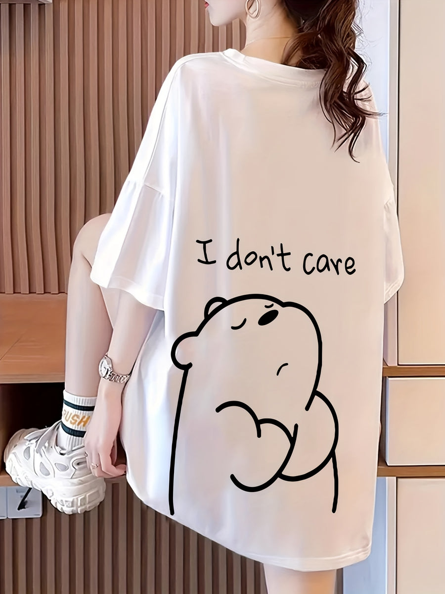 Women's Short-Sleeve T-Shirt, Summer Designer Cartoon Print Short-Sleeve T-Shirt, Pure Short-Sleeve T-Shirt Top, Base Layer Top #3333 - White