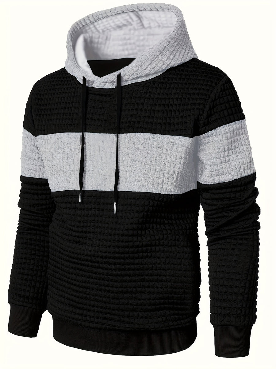 Color-Block Fashion Hoodie Sweatshirt Casual Versatile Men'S Pullover - Light Grey