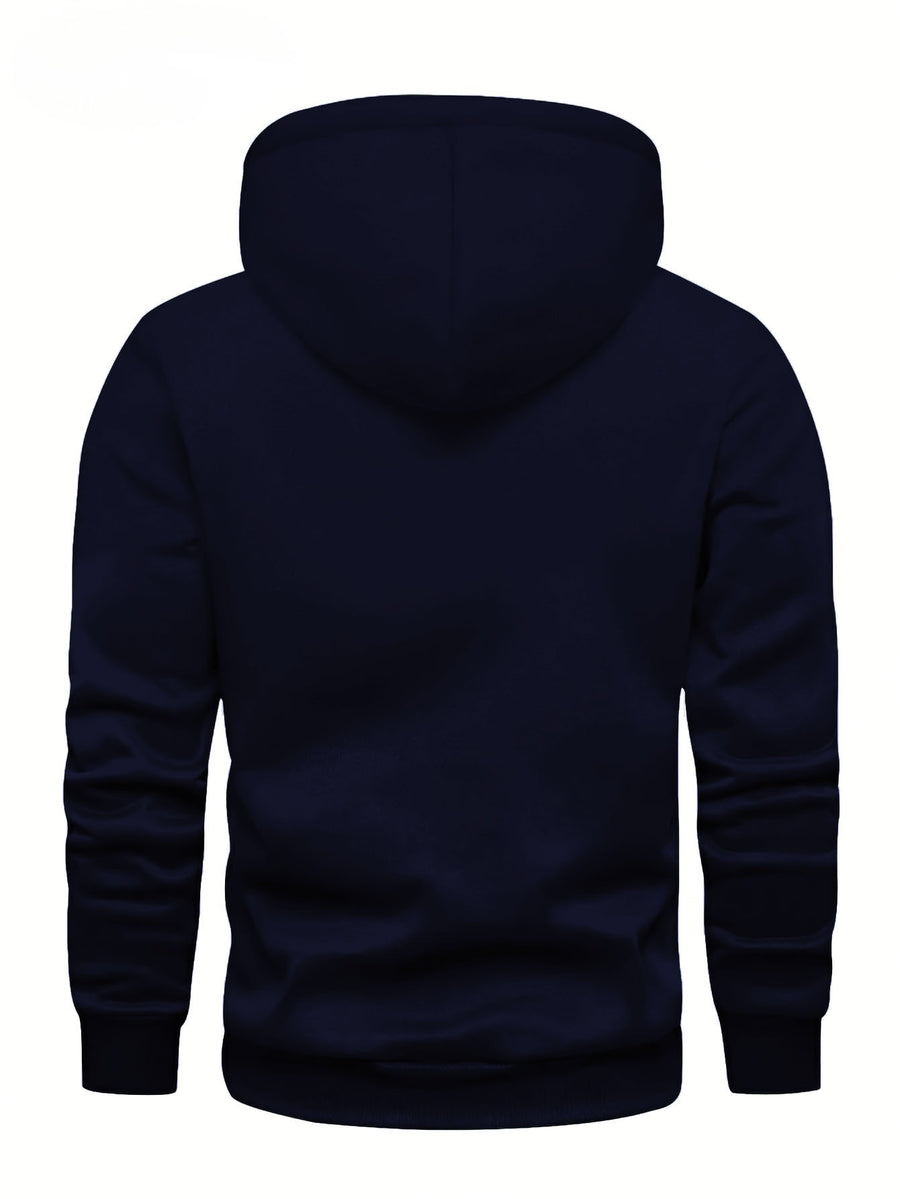 50%, 50%, Men'S Casual Pocket Ankle-Length Hooded Sweatshirt, Cuffs with Ribbed Bottom, Men'S Warm Fleece-Lined Sweatshirt for Global All-Season Base Layer - Navy Blue 4