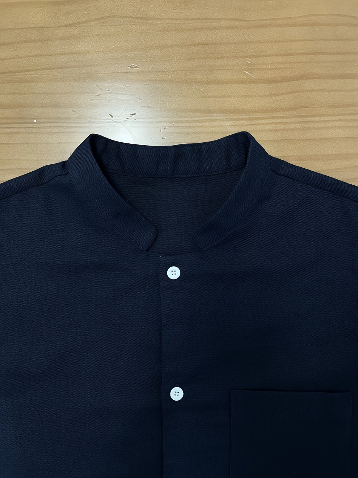 Men'S New Small Lapel Long Sleeve Shirt Top, Classic Navy Easy And Atmospheric, Easy Solid Color Fit All, Comfortable Breathable Fabric, Loose Fit Non-Tight, Suitable for Daily Commute And Home Outings, Easy Style Super Versatile - Navy Color