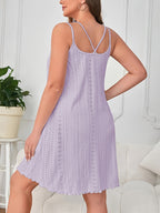 Plus Size Women'S Cross-Strap Halter Sleeping Dress - Purple