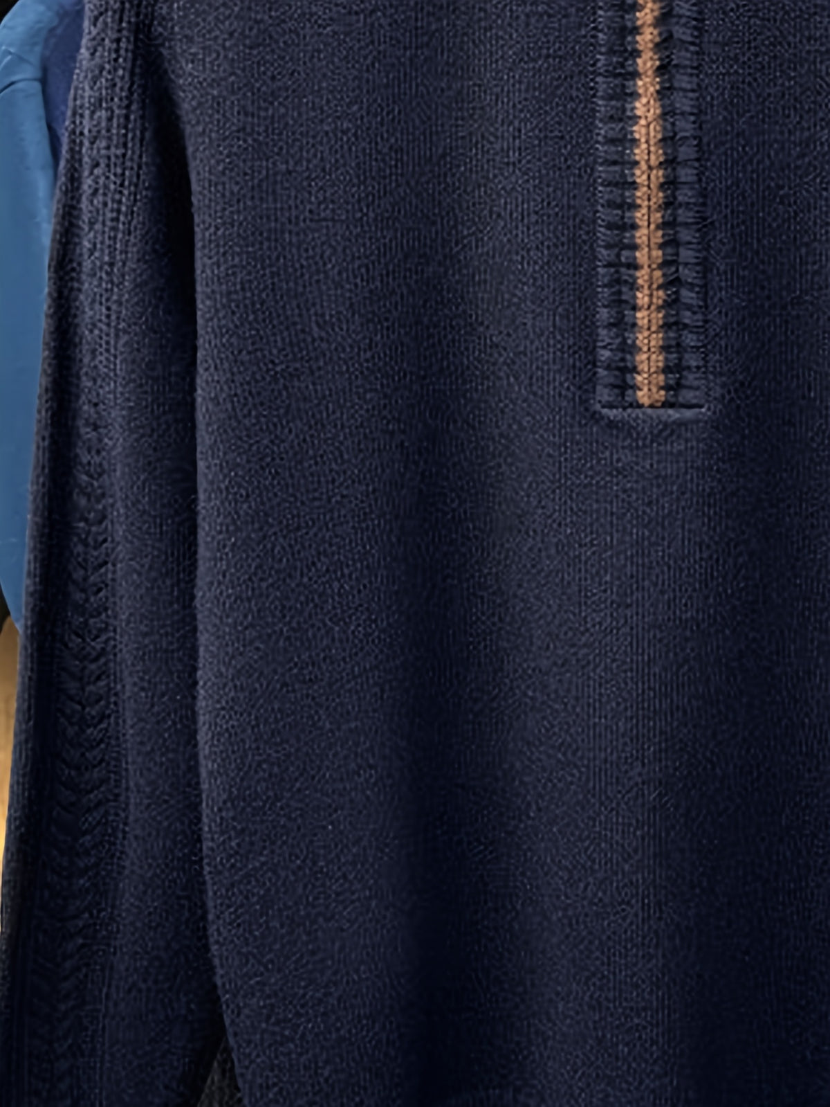Men'S Thickened Semi-Open Zipper Stand Collar Knit Sweater, Ribbed Cuffs And Hem, Autumn/Winter Style, Single Wear And Layering, Light Mature Business Casual Style - Shangqing
