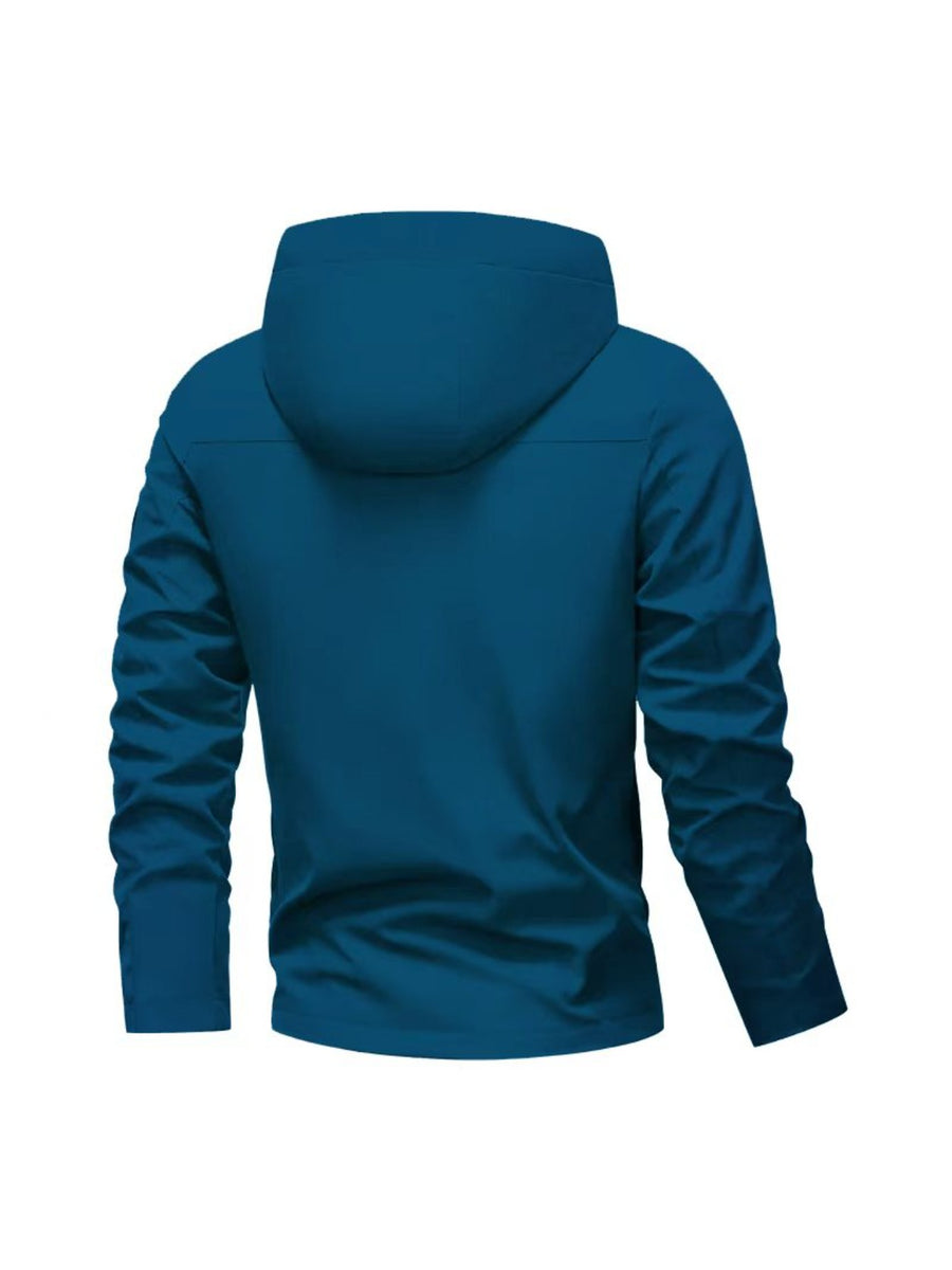 Men's Freedom Wings Windbreaker Jacket, Casual Windproof Outerwear, Casual Attire Men's Clothing Gift - Peacock Blue