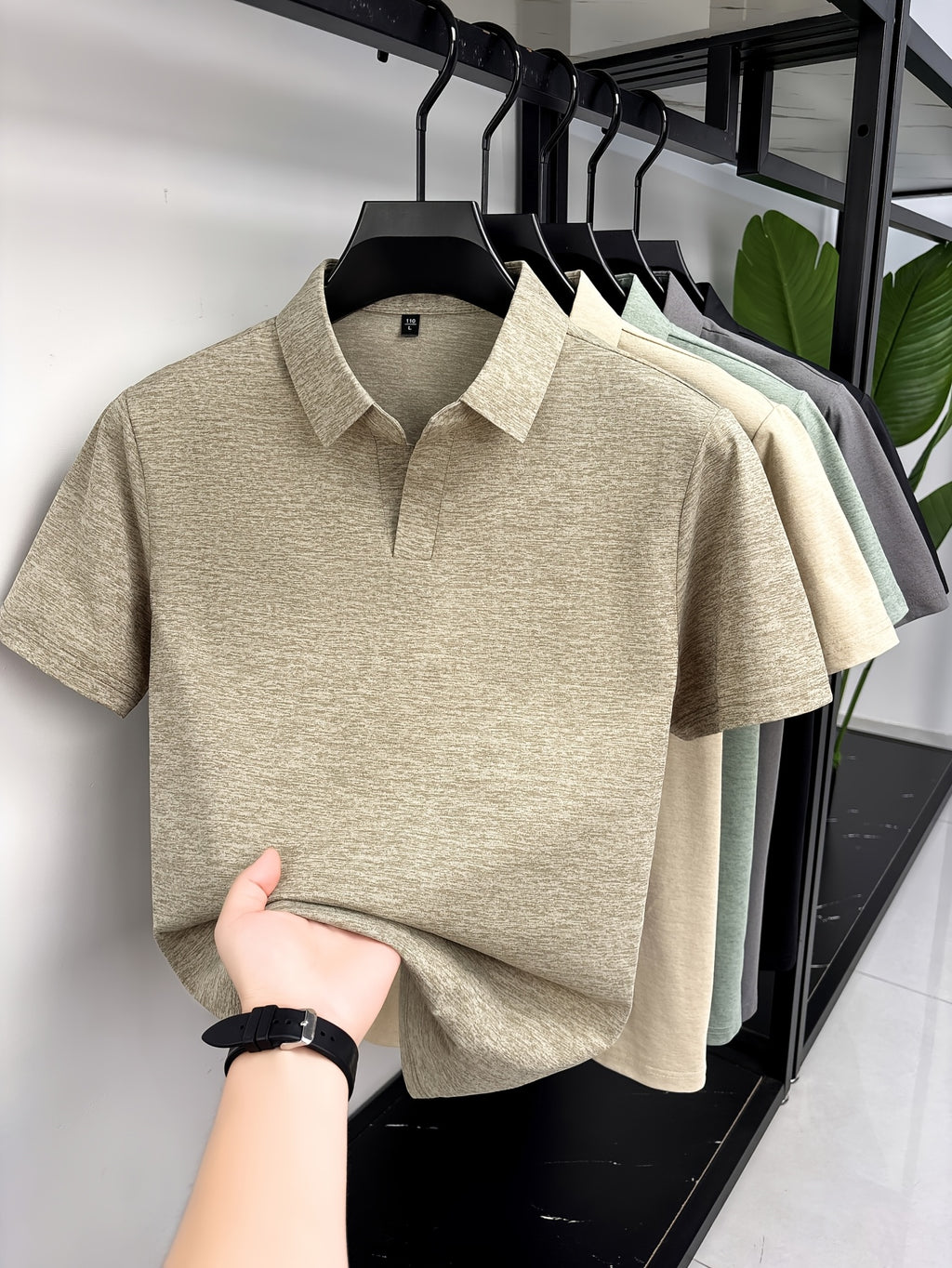 Minimalist Urban Short-Sleeve Polo Shirt, Breathable for Daily Commuting - Coffee Color