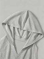 Y2K American Vintage Spicy Style Backless Hooded Vest, Sleeveless Slim-Fit Cropped Top, Summer Casual Versatile - Grey 1