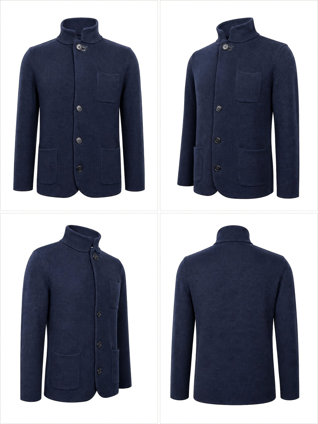Early Autumn British Vintage Gentleman Style Men's Sweater Cardigan Coat, Suitable for Commuting, Daily Outings, and Parties - Deep Blue