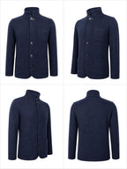 Early Autumn British Vintage Gentleman Style Men's Sweater Cardigan Coat, Suitable for Commuting, Daily Outings, and Parties - Deep Blue
