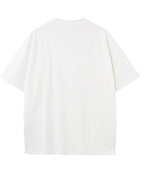 FP032 Summer Style 230g Heavyweight Premium Pure Men's Knitted Short-Sleeve Top, Comfortable and Breathable Summer Style with Foam Print, Fashionable and Trendy, Men's Casual Solid Color Crew Neck Short-Sleeve Base Layer, Drop Shoulder Loose Fit - White