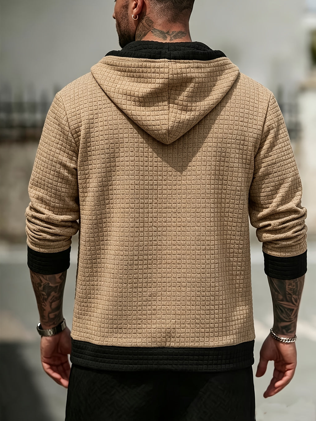 BOWZ Men's Knitted Cardigan, Men's Autumn/Winter Sweater, Hooded Sweatshirt with Pocket Design, Autumn/Winter Warm Top Jacket, Suitable for Outings, Casual Wear, Travel, and Sports - Khaki