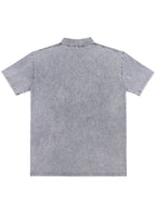 Two-pc More Cost-Effective Heavyweight Combed Pure Vintage Washed Distressed Polo Shirt for Men, Loose Fit Casual Short Sleeve Lapel, Latin American Style Daily Versatile Button-Up Top, Business Casual Commuter Lapel T-Shirt - Grey