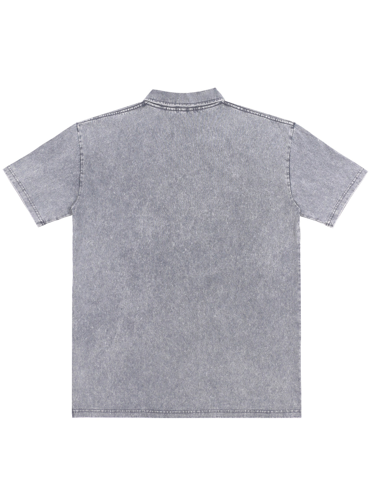 Two-pc More Cost-Effective Heavyweight Combed Pure Vintage Washed Distressed Polo Shirt for Men, Loose Fit Casual Short Sleeve Lapel, Latin American Style Daily Versatile Button-Up Top, Business Casual Commuter Lapel T-Shirt - Grey