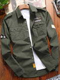 Men'S Long Sleeve Dress Shirt Business Casual Men'S Shirt Jacket Work Outerwear Shoulder Epaulet Jacket Men'S Handsome Youth School Solid Color Coat Comfortable Casual Versatile Tall Slimming Coat Top Thanksgiving Christmas Gift - fern green
