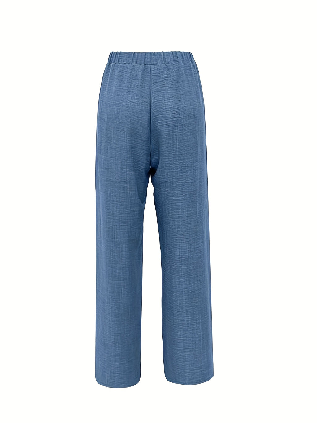 Stretch Elastic Waist Women's Pants with Insert Pockets, Simple and Versatile, 100% Polyester - Blue