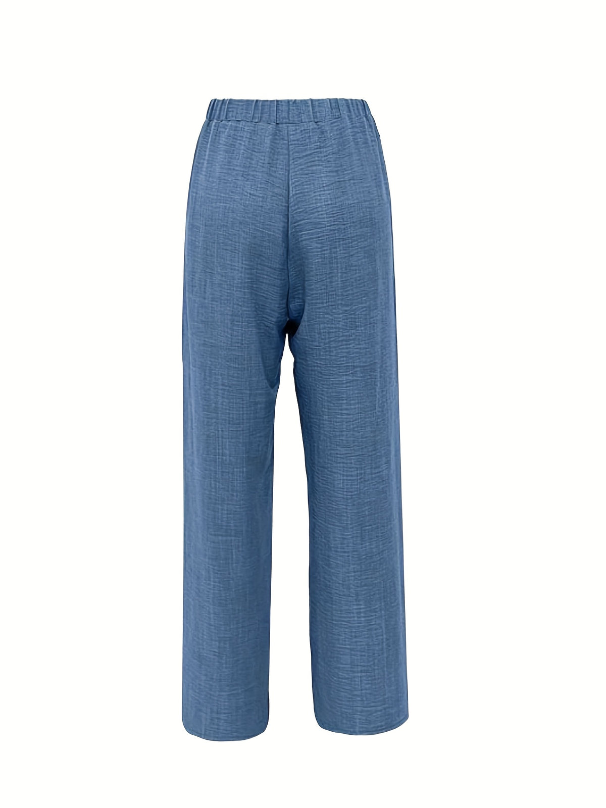 Stretch Elastic Waist Women's Pants with Insert Pockets, Simple and Versatile, 100% Polyester - Blue
