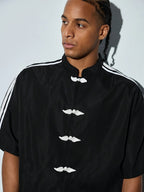 Men's Casual Street Trendy Short Sleeved Shirt - Black