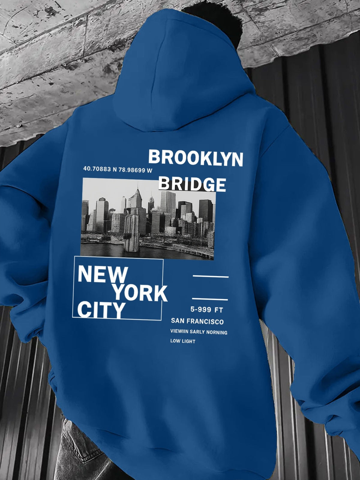 Men's Hoodie - Street Style Hoodie, Loose Fit for Daily and Formal Wear, Urban Style, Style Pattern Printed Design, Durable Material, Casual Top, Urban Lifestyle - Heavy Duty Hoodie for Winter Warmth with Velvet - Peacock Blue