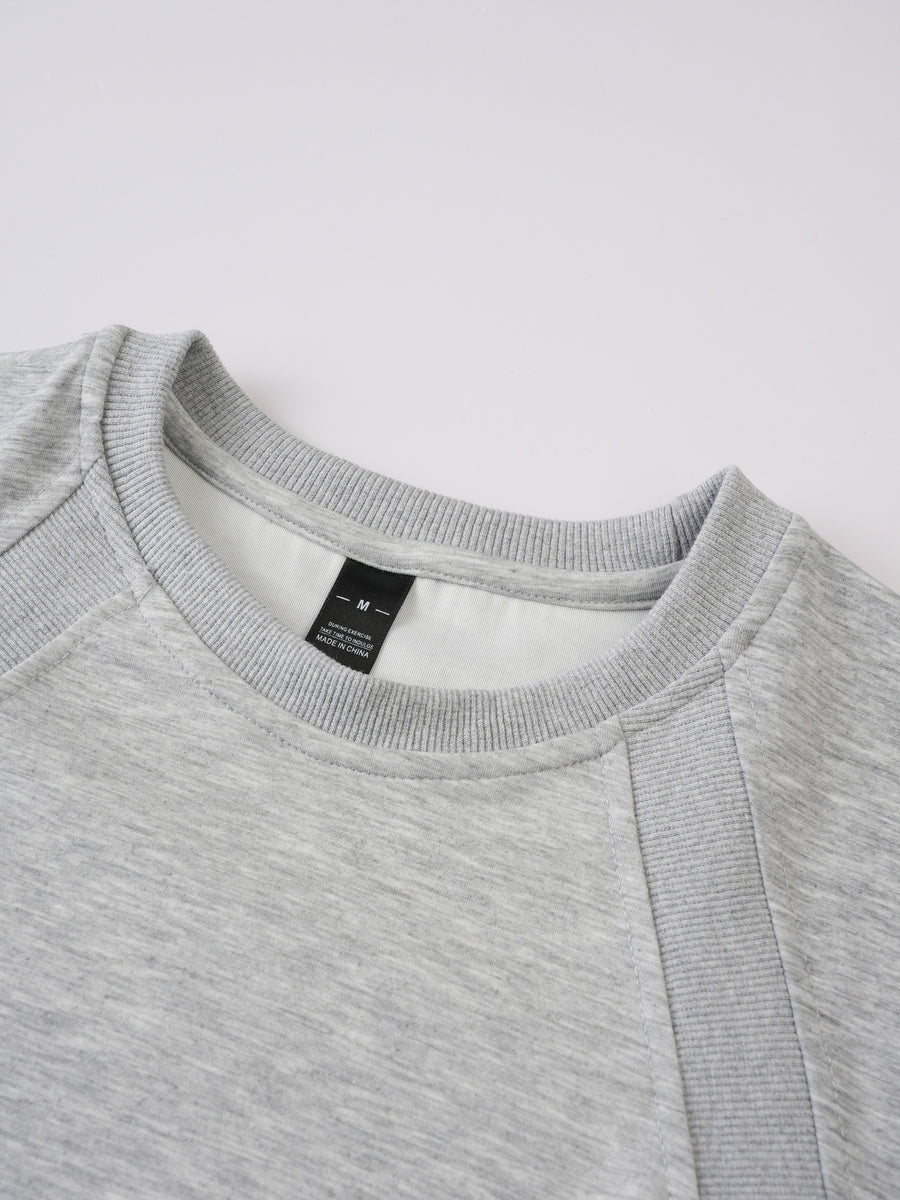 TX104 New Summer Loose-Fit Sporty Casual Outdoor Spliced Short-Sleeve T-Shirt Men's Top Sweatshirt for Vacation, Fishing, Outings, and Leisure - Light Grey