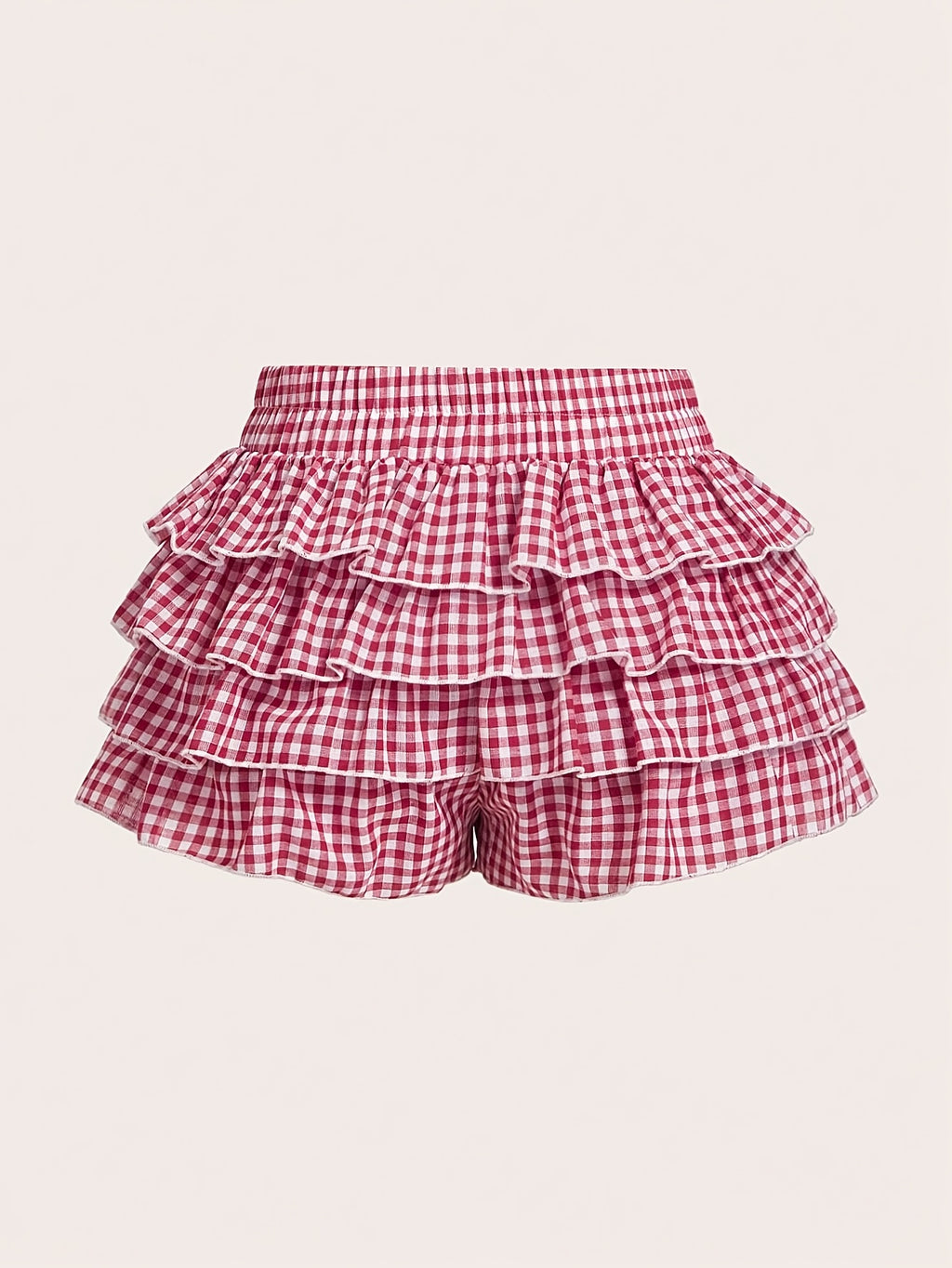 Casual Low-Waist Plaid Bodycon Ruffled Women'S Ultra-Short Shorts Back to Clothes Easy Daily - Red