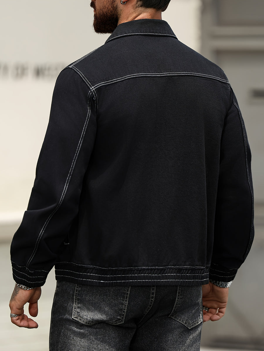 Men's Fashion Denim Jacket - Black