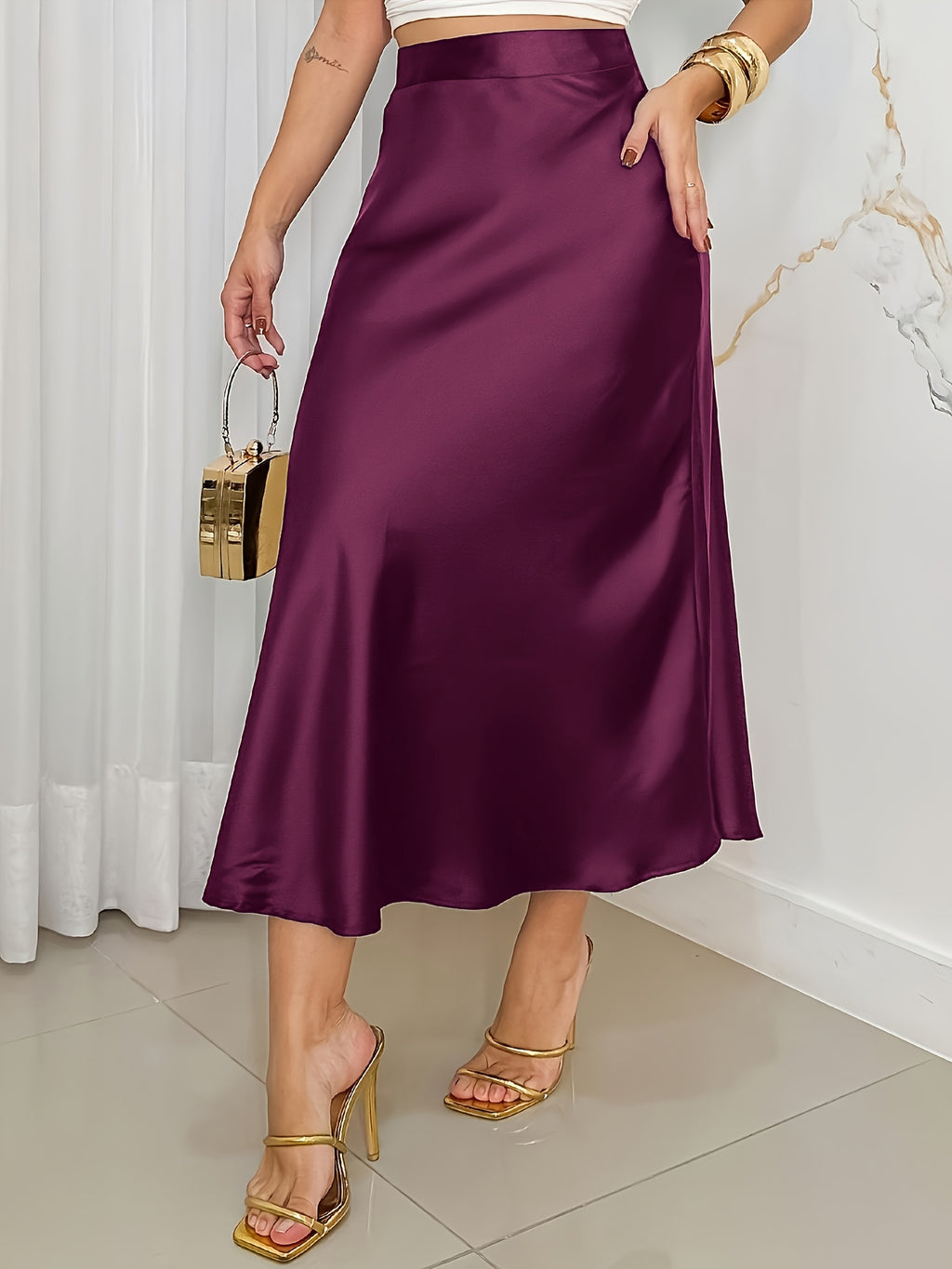 Women'S Elegant Formal & Casual Skirt - Flattering Fit, Chic Office to Party Outfit, Easy-Care Everyday & Special Occasion Pantskirt for Women, Versatile Wardrobe Staple, Sophisticated Design, Durable Construction, Stylish Bottom, Fashionconscious Women - Fuchsia