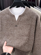 Men's 2-in-1 Look Knit Sweater, Old Money Style, Simple Business Casual, Suitable for Middle-Aged Men as a Spring/Autumn Inner Layer - SINBOS - Coffee Color