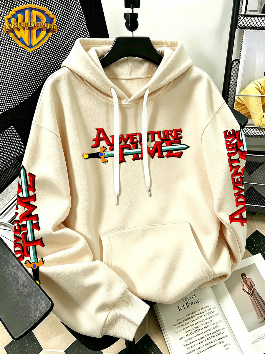 By Warner Bros., 2026 New Adventure Treasure Print, Men's Hoodie, Hooded Sweatshirt, Kangaroo Pocket and Drawstring Hat, Suitable for Daily and Outdoor Sports Wear, Autumn and Winter Warm Jacket, Fashionable Jacket - Apricot