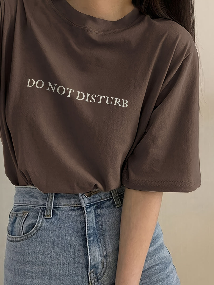Oversized Round Neck Short Sleeve T-Shirt - Minimalist Loose Fit Casual Blouse, Machine Washable Loose-Fit Top Suitable for Seasons & Casual Attire - Comfortable Basic Wardrobe Staple - Dark Brown