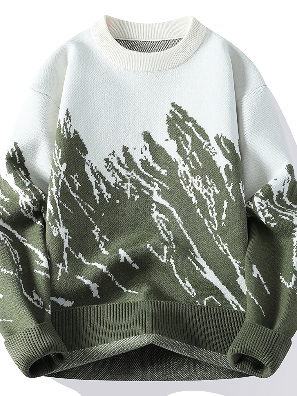 Men's Gradient Color Sweater Ombre Sweater Suitable for Autumn/Winter, Crew Neck Contrast Color Blending Top, Casual Versatile Blending Sweater for Office & Casual Attire, Warm Winter Sweater for Layering - Dark Gray