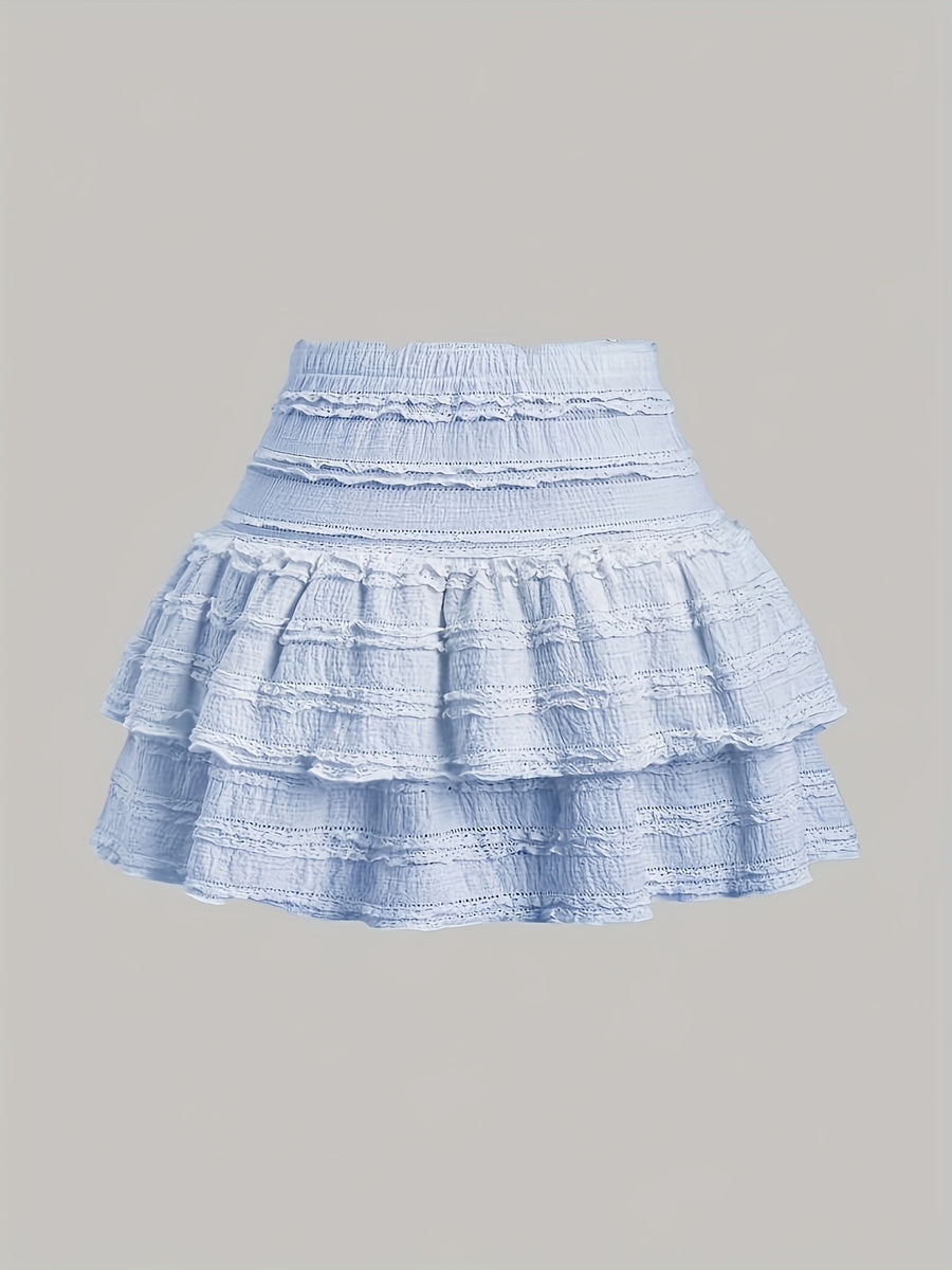 BK012107 White Skirt Lace - Sky Blue