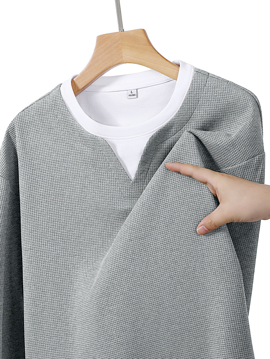 JEEP Men'S Printed Waffle Knit Long Sleeve T-Shirt for Spring And Autumn - Gray