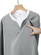 JEEP Men'S Printed Waffle Knit Long Sleeve T-Shirt for Spring And Autumn - Gray