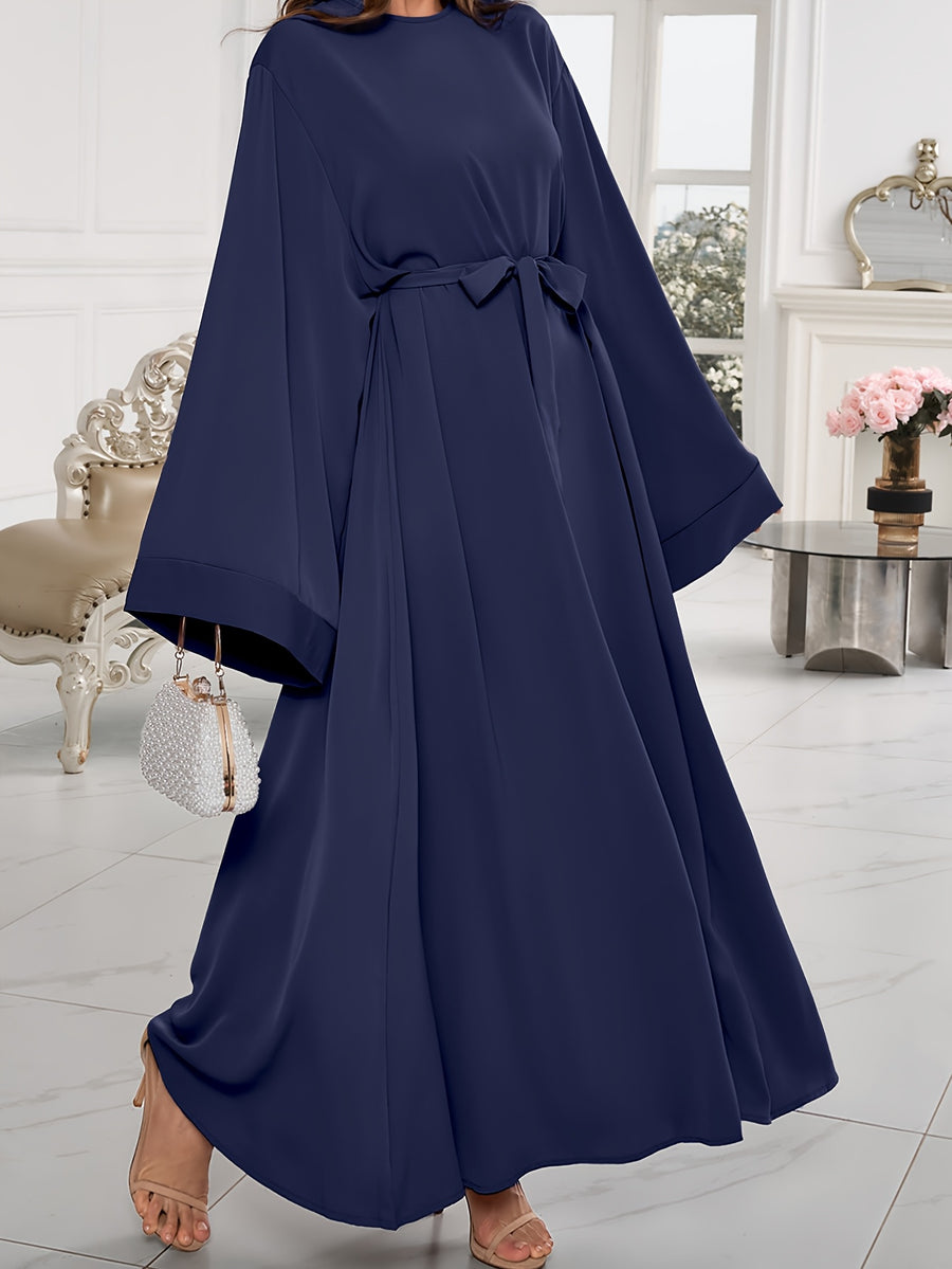 A New Style of Muslim Dress, a Batwing Abaya That Is Classic And Versatile, Suitable for Women'S Daily Wear And Prayer. It Is Loose And Comfortable, Featuring Convenient Ties for Easy Wear During Outings. This Abaya Is Perfect for Prayer And Comes W - Navy Color