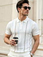 Autumn New Men'S Polo Neck Knit Pullover Top Business Casual Summer New Product, Suitable for Work, Golf, Sports, Father'S Day, Easter, Christmas - White