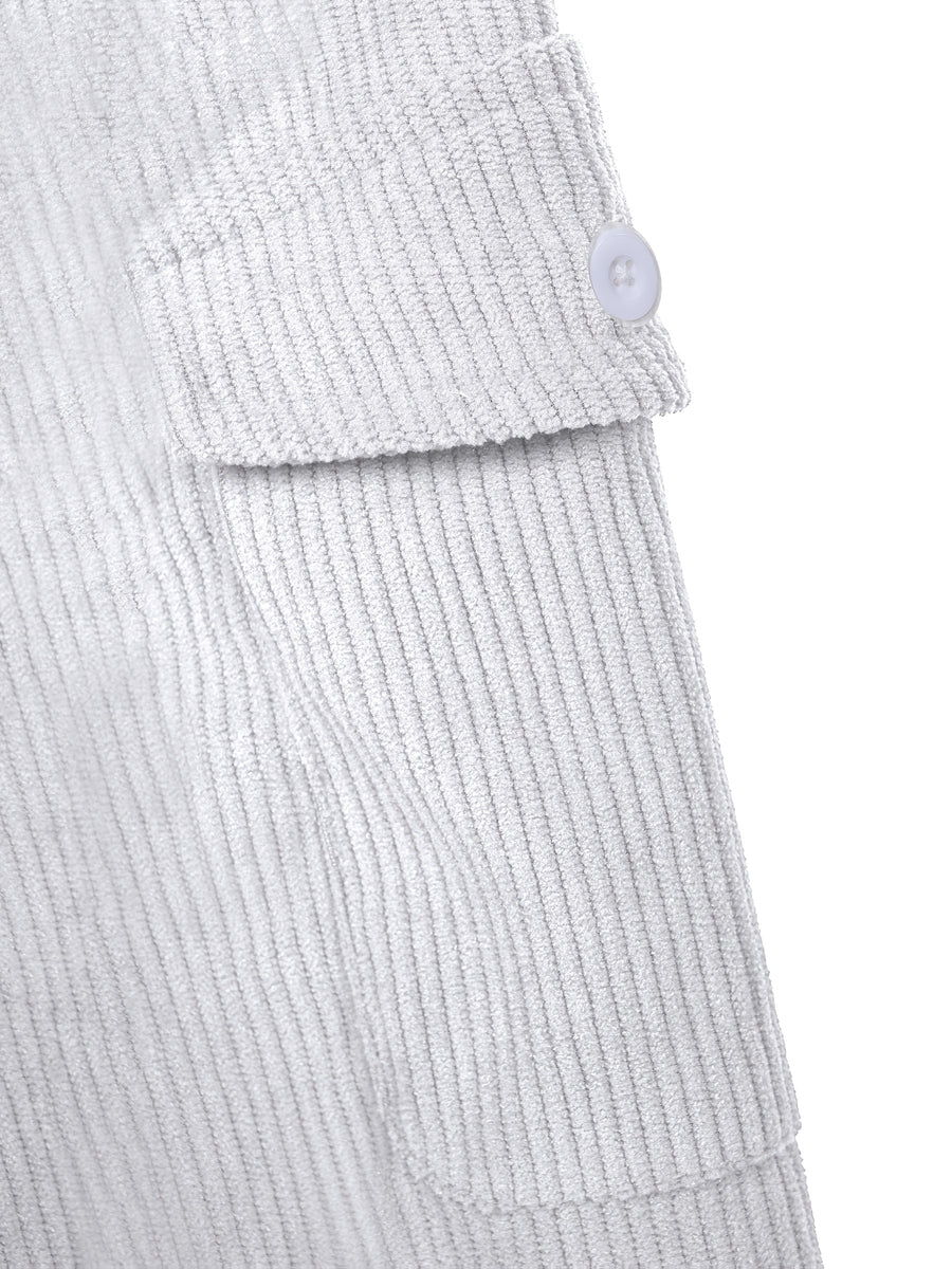 Christmas ! 1pc Men'S Corduroy Hooded Sweatshirt, Multi-Pocket Design, Retro Casual Style, Loose Fit, Ideal for Autumn/Winter Daily Outdoor Activities - White