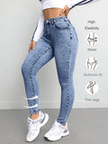 Fashionable and Comfortable Women's Skinny Jeans - Medium Blue