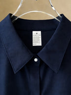 Small Floral Print, Exquisite and Elegant Versatile Top for Daily Office Wear, French-style Gentle and Soft Long-sleeve Women's Blouse for Commuting - Navy Color