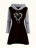 Women's Fashion Color Block Hoodie - Black