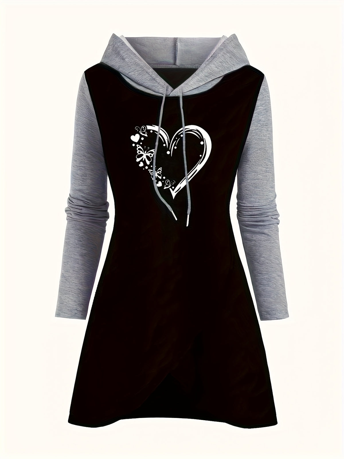 Women's Fashion Color Block Hoodie - Black