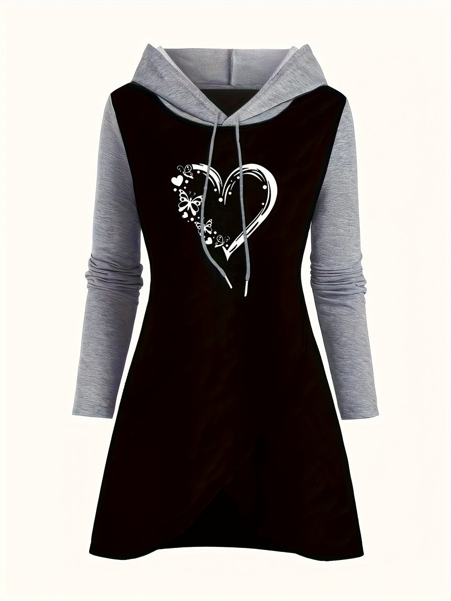 Women's Fashion Color Block Hoodie - Black