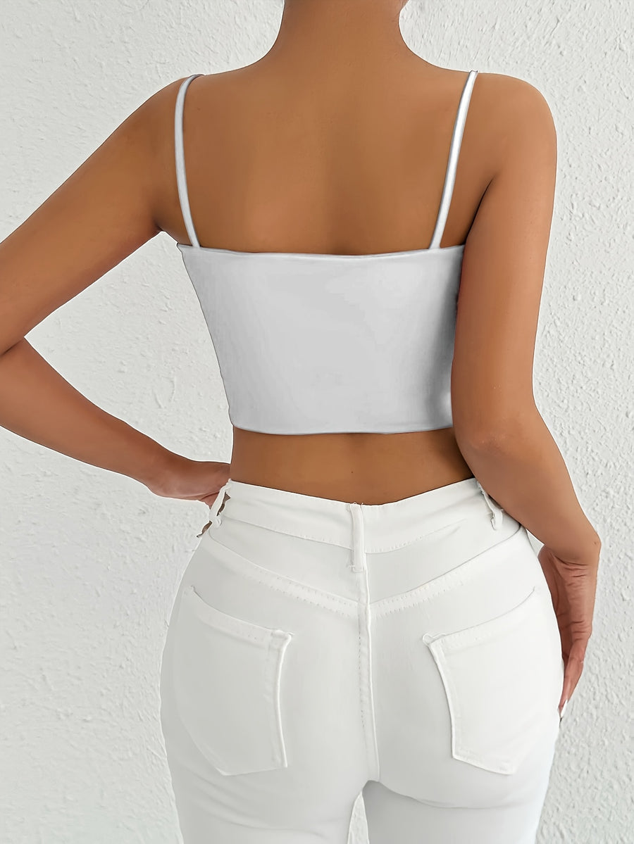 European and American Summer Sexy Versatile Camisole Top, Cross-Border New Crop Top, Can Be Worn Outdoors, Ultra-Short Top - White