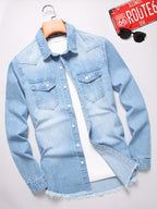 Men's Denim Shirt - Light Washed Blue