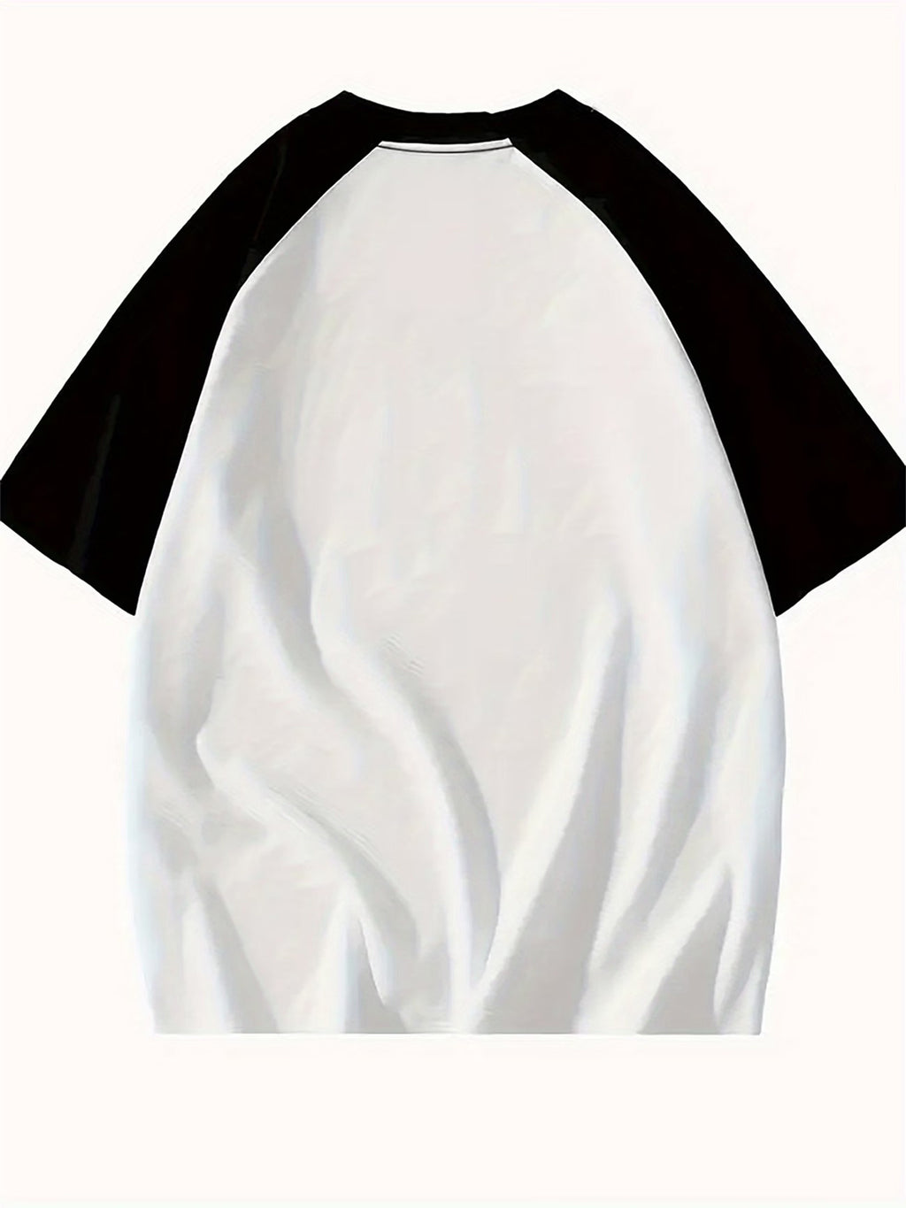 Women's T-shirt with a " Happy Black and White Puppy" Print, Contrast-color Sleeves, Breathable Summer Top, Machine-washable Versatile Clothing, Easy-care Printed Shirt, Fashionable Style with Lightweight Fabric - Light White+Black Color