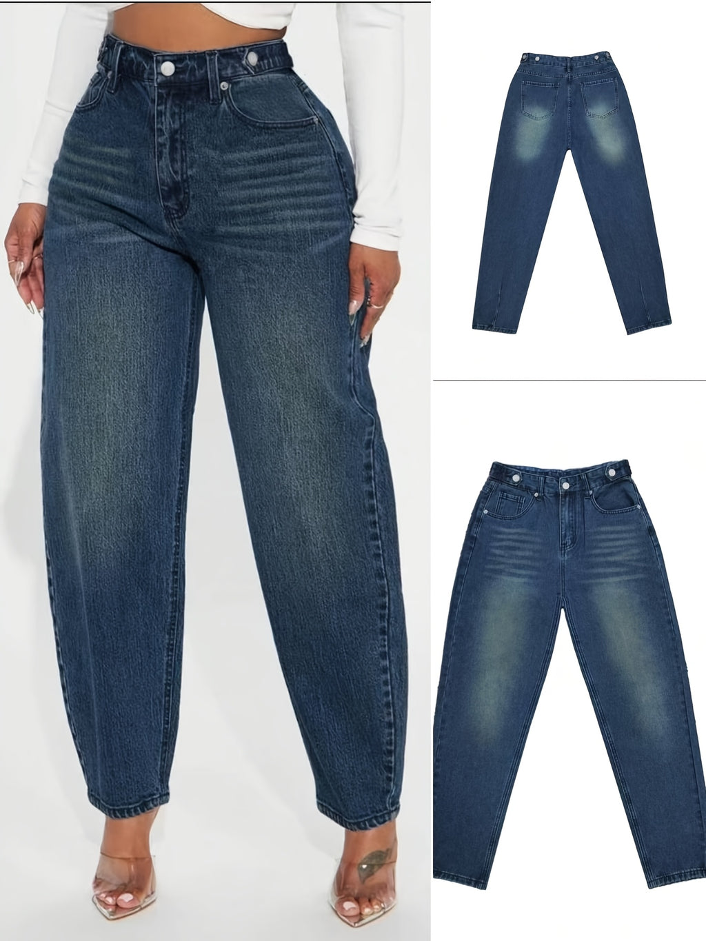 Vintage Style Loose Trousers, Casual Outing Multi-Button Versatile Long Pants - Blue