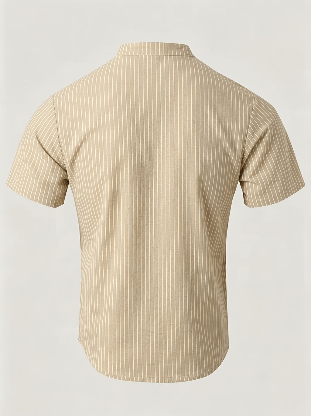 2pcs Men'S Striped Henley Shirt Set, PARIS Chest Print Short Sleeve Shirt, Lightweight Breathable Regular Fit, Suitable for Casual Wear, Travel, And Layering - Black+khaki