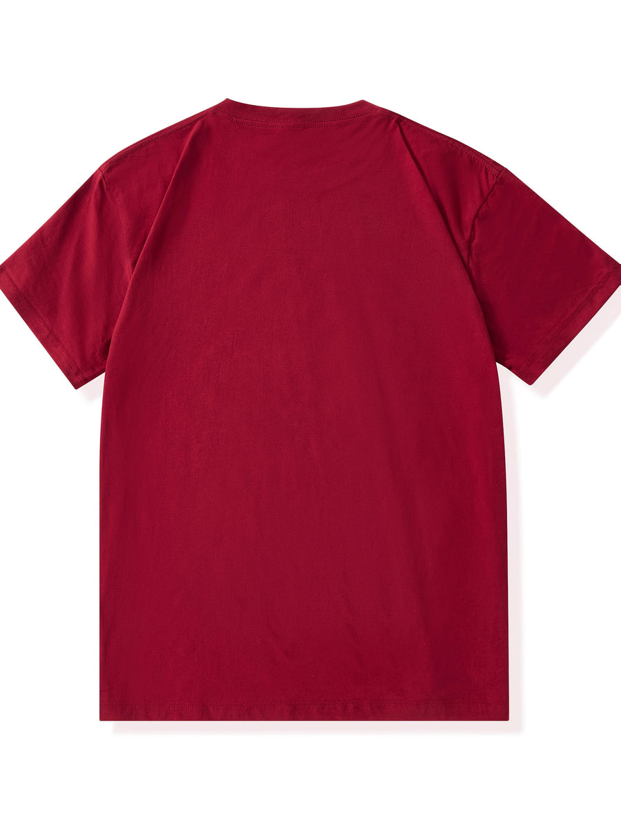 Men'S Original Parts Vintage Pattern Summer Casual Round Neck Short Sleeve T-Shirt - Deep Red