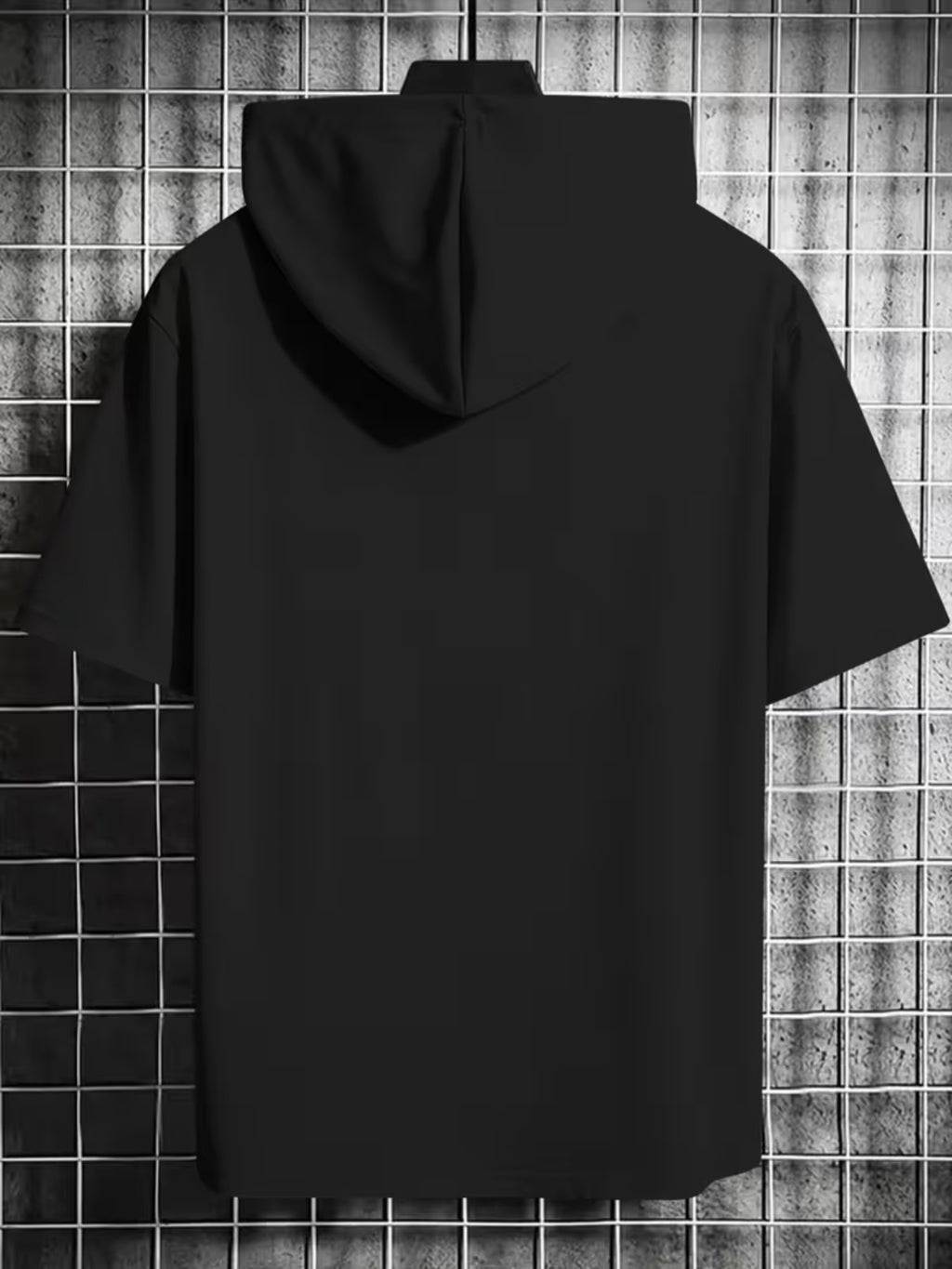 Summer New Men'S Basic Athletic Solid Color Hooded Short Sleeve T-Shirt, Street Trendy Casual Top - Black