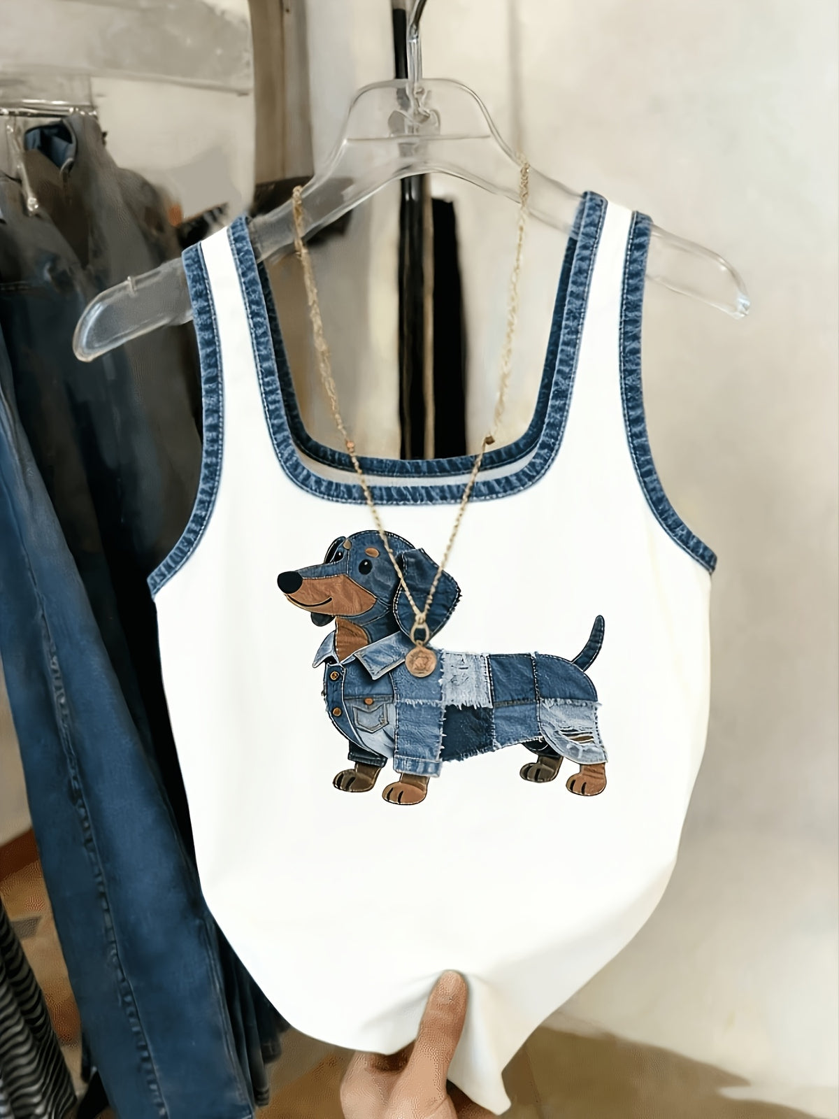 Gavin Targeted Development Women'S Wear New Trendy Casual Puppy Print Vest - White
