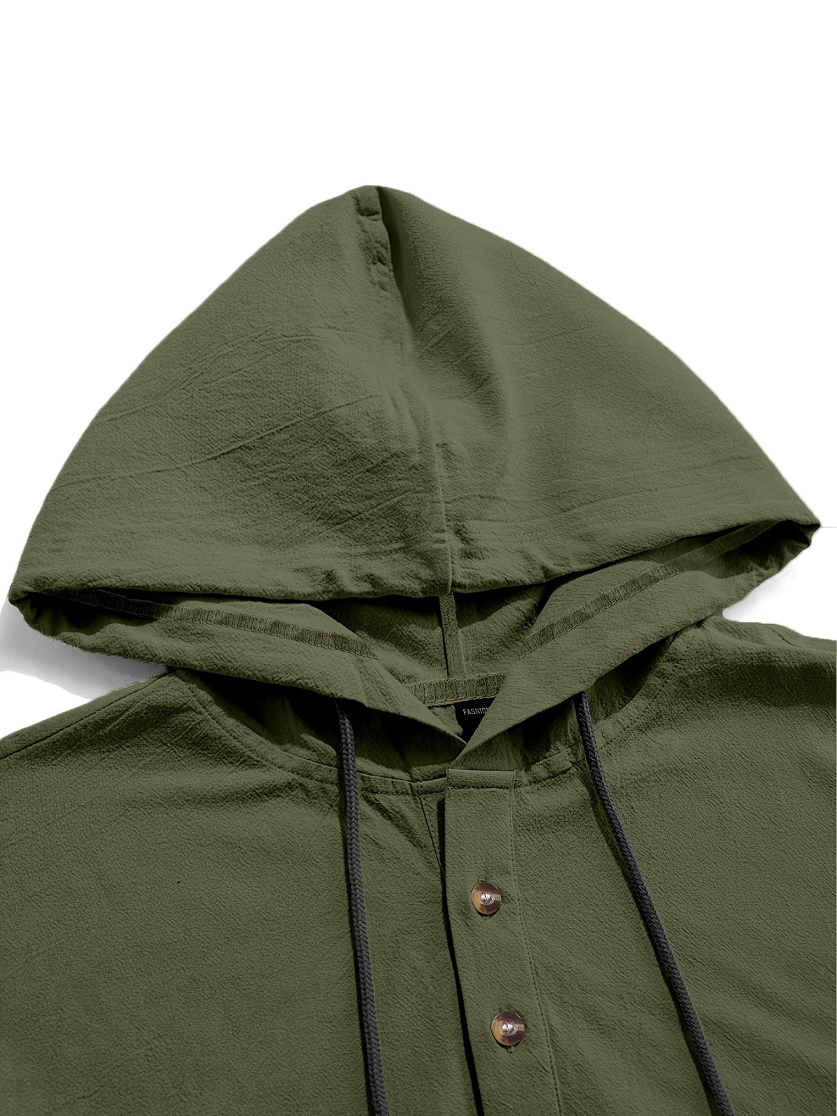 2pcs Men'S Linen-Like Hooded Henley Long Sleeve Sweatshirt Set, Breathable Thin Solid Color Half-Open Placket Casual Pullover Henley Shirt, Soft Comfortable Textured Fabric Fresh And Non-Stuffy, Loose Slimming Versatile Fit - 2pcs【Army Green+Gray】