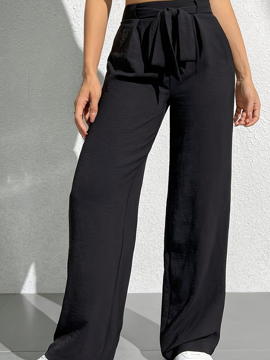 Summer Black Wide-Leg Casual Long Pants - Black